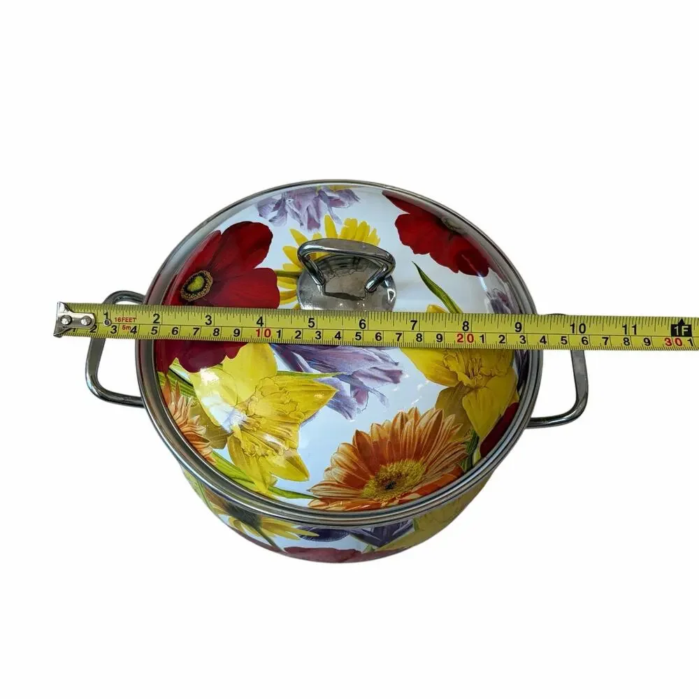 The Pioneer Woman Dutch Oven Floral Enameled Steel 4 QT Stock Pot w/ Lid Retired